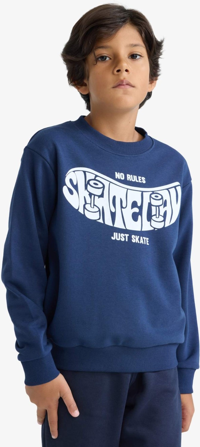 DeFacto Bisiklet Yaka Baskılı Sweatshirt Erkek Çocuk F2841A825AU görsel 3