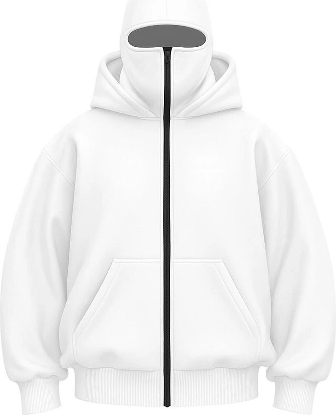 Tarz Yeri Kadın Samuray Ninja Çift Kapüşonlu Maske Detaylı 3 Iplik Hoodie - Beyaz görsel 2