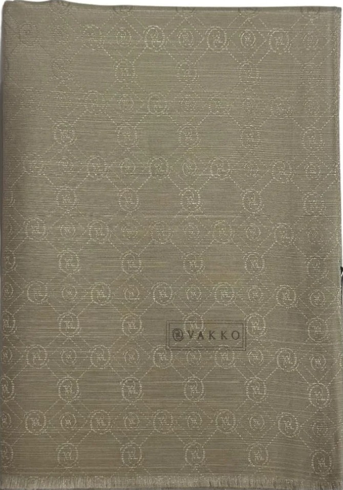 Vakko Pamuk Ipek Monogram Şal 40752-Kahve