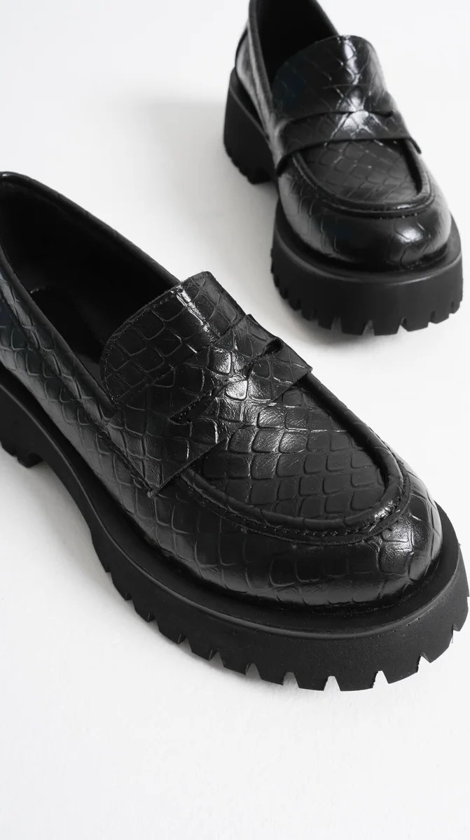 Fantastik Store Kadın Günlük Siyah Kroko Loafer Ayakkabı TR10MS02G görsel 3