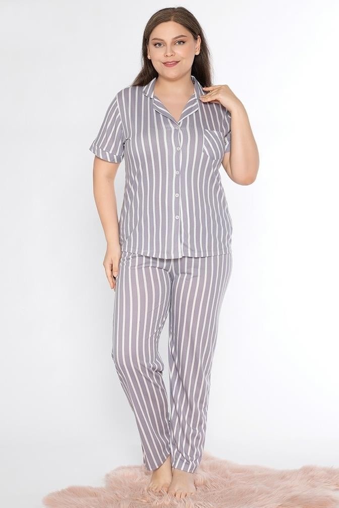 Alperi Boydan Battal Kısa Kol Pijama Takımı B780-25 görsel 4