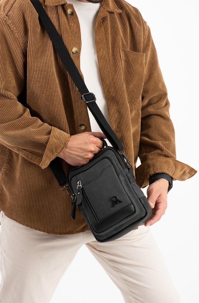 Baginn Kanvas Kumaş Erkek Postacı Çanta Omuz Çantası 20*12 cm Çapraz Askılı Omuz Çantası Mega Çanta