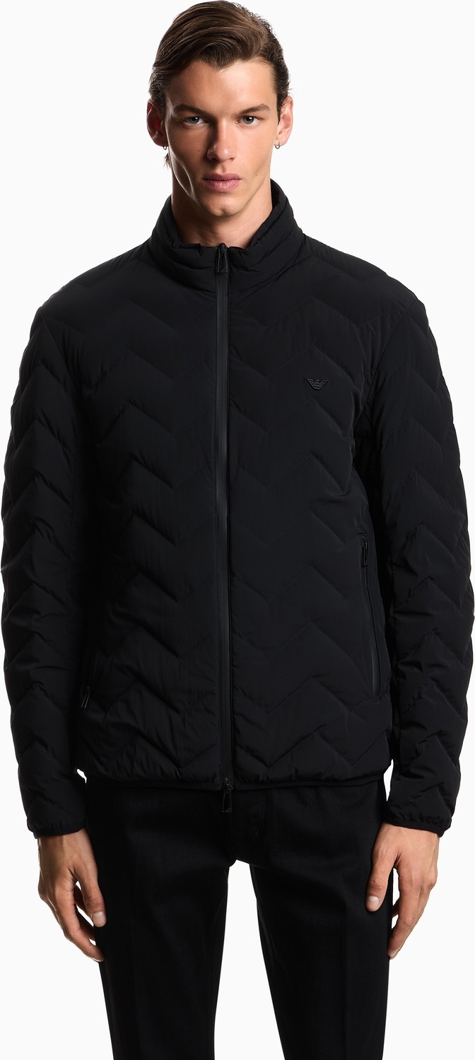 Emporio Armani Erkek Normal Kesim Dik Yaka Kapitoneli Lacivert Ceket EM004947 AF18499-UB118