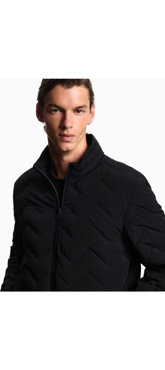 Emporio Armani Erkek Normal Kesim Dik Yaka Kapitoneli Lacivert Ceket EM004947 AF18499-UB118 görsel 3