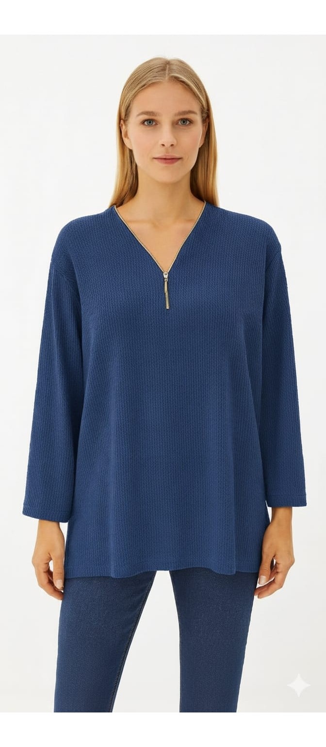Döne Gözübek Kadıngiyimfermuarlı Bluz Mevsimlikannepenyesi görsel 4