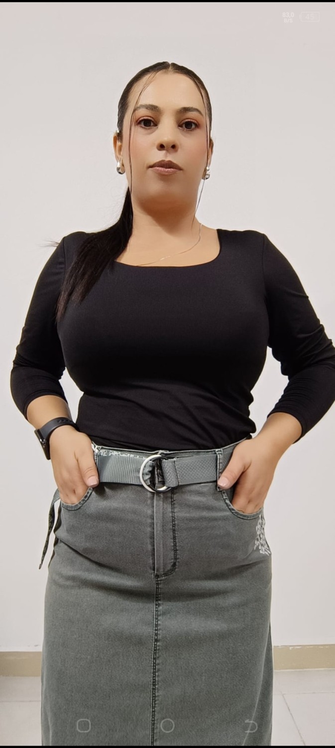 Akşen Giyim Büyük Beden Ince Denim Kumaş Full Likralı Kemerli 95 cm Bilek Boy Uzun Etek görsel 8