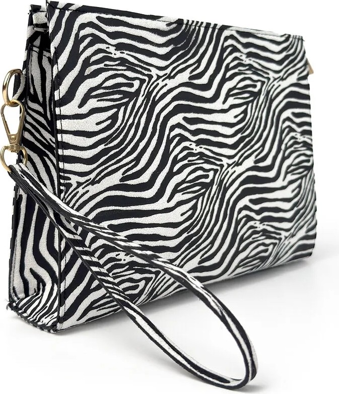 Glondy Sasha Leopar Desenli Suni Deri Clutch Kadın Portföy El Çantası