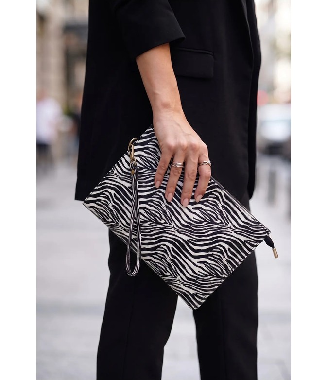 Glondy Sasha Leopar Desenli Suni Deri Clutch Kadın Portföy El Çantası görsel 2
