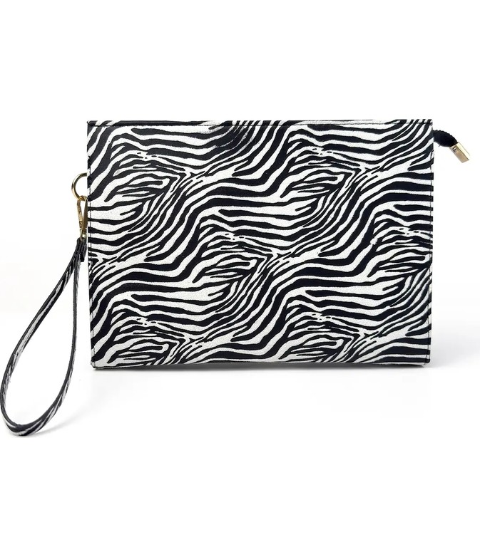 Glondy Sasha Leopar Desenli Suni Deri Clutch Kadın Portföy El Çantası görsel 4