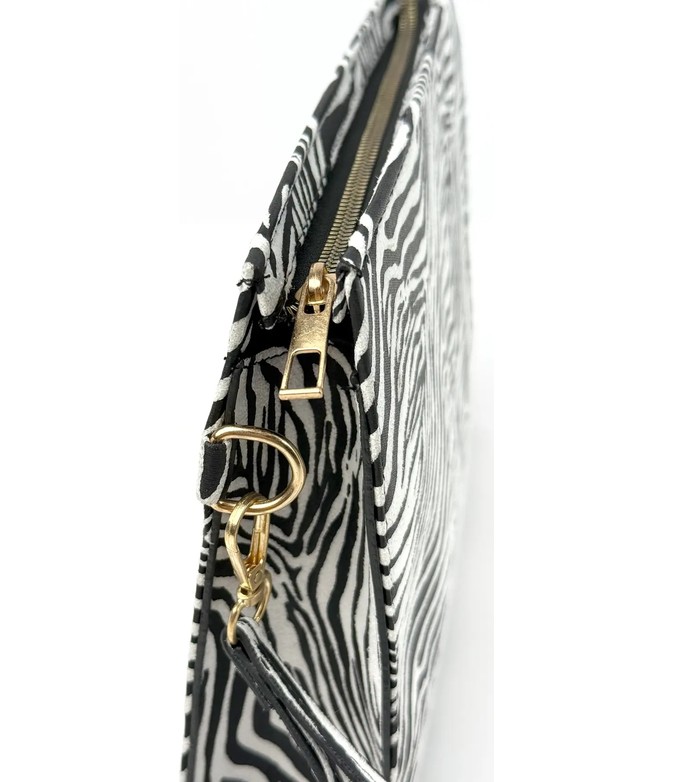 Glondy Sasha Leopar Desenli Suni Deri Clutch Kadın Portföy El Çantası görsel 7