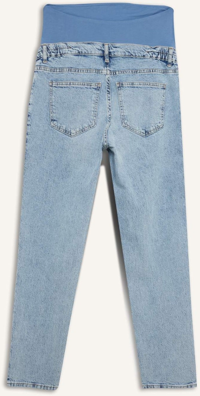 DeFacto Straight Fit Beli Lastikli Bilek Boy Jean Yıkamalı Hamile Pantolon H2077AX26SM görsel 3