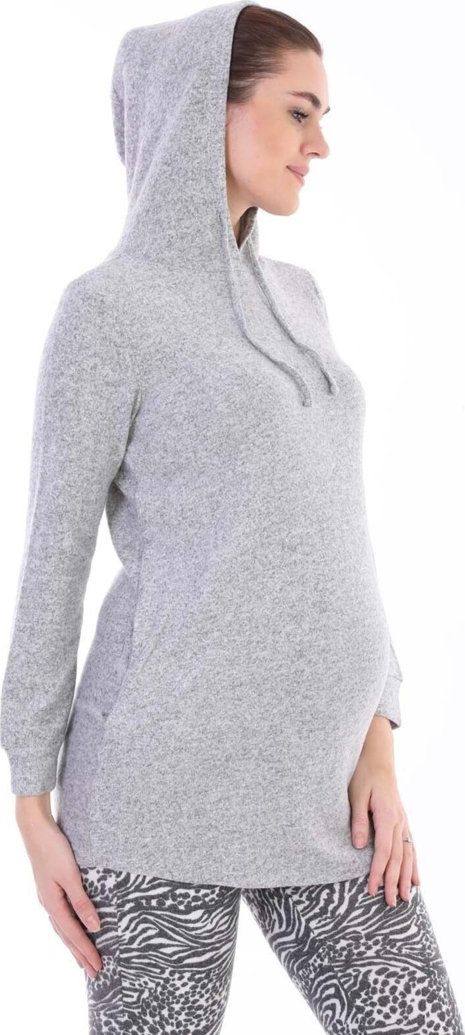 Meghan L.A Hamile Esnek Yumoş Kumaş Kapşonlu Sweatshirt görsel 3