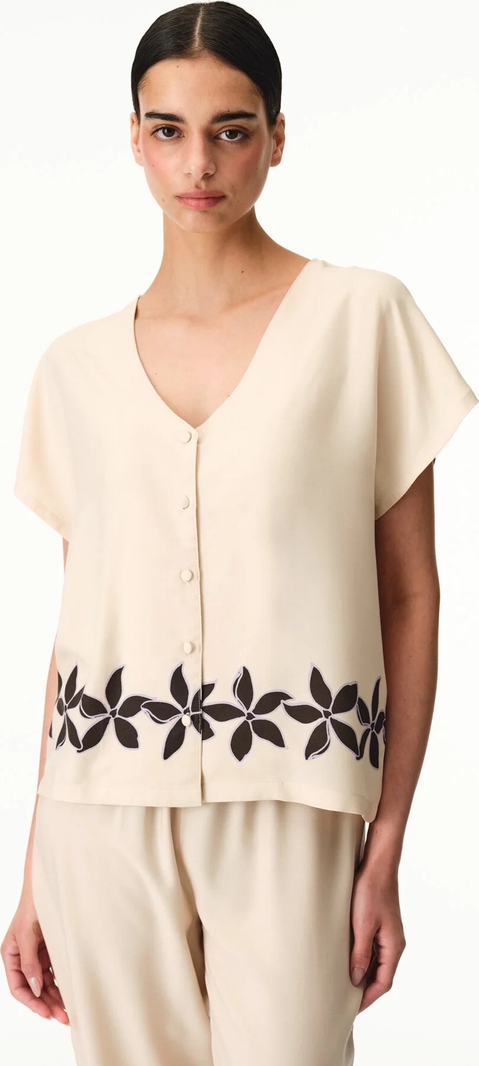 Penti Pastel Bej Petal Gömlek Çiçekli Kısa Kollu Pijama Takımı görsel 4