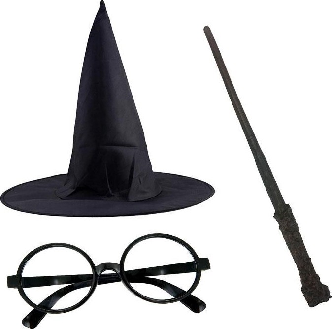 Die Grup Harry Potter Siyah Şapkası Harry Potter Gözlüğü Harry Potter Asası 3 Lü Set