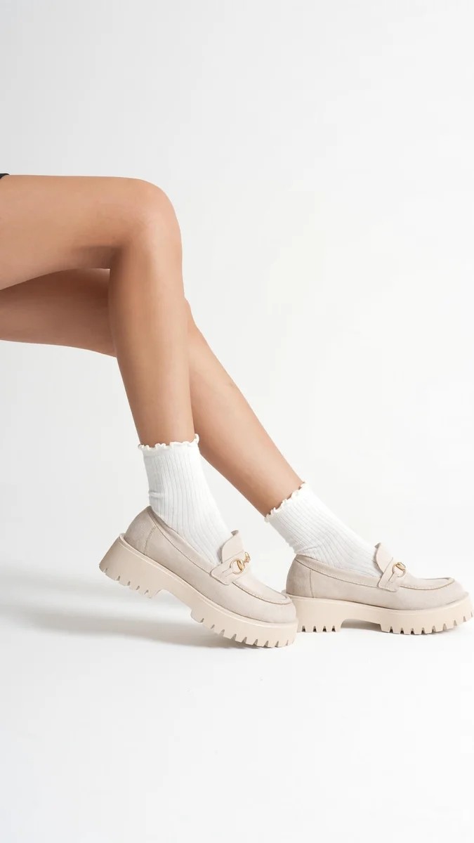 Fantastik Store Toka Detaylı Bej Süet Günlük Loafer Ayakkabı TR10MS04D görsel 4