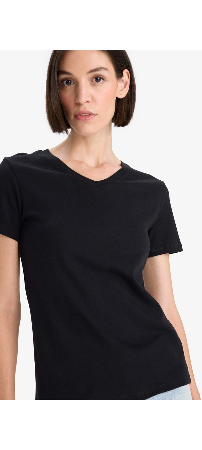 DeFacto %100 Pamuk Slim Fit Basic Ribana Tişört I1080AZ25AU görsel 4