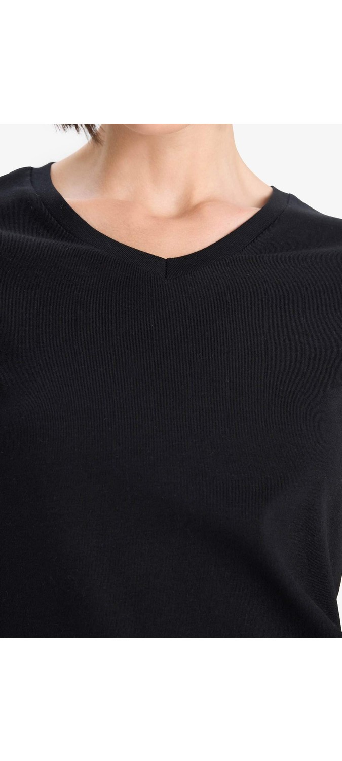 DeFacto %100 Pamuk Slim Fit Basic Ribana Tişört I1080AZ25AU görsel 5