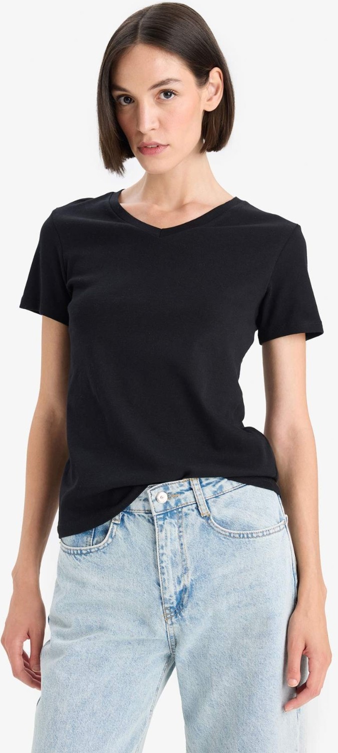 DeFacto %100 Pamuk Slim Fit Basic Ribana Tişört I1080AZ25AU görsel 7