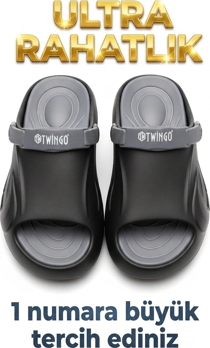 Twingo Günlük Unisex Ortopedik Plaj Rahat Yumuşak Çıkarılabilir Taban Lüx Eva Terlik Dar Kalıp(Bir Numara Büyük Tercih Ediniz) görsel 5