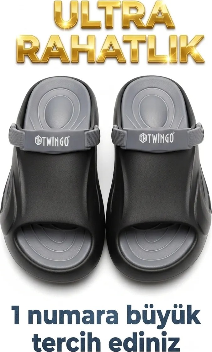 Twingo Günlük Unisex Ortopedik Plaj Rahat Yumuşak Çıkarılabilir Taban Lüx Eva Terlik Dar Kalıp(Bir Numara Büyük Tercih Ediniz)