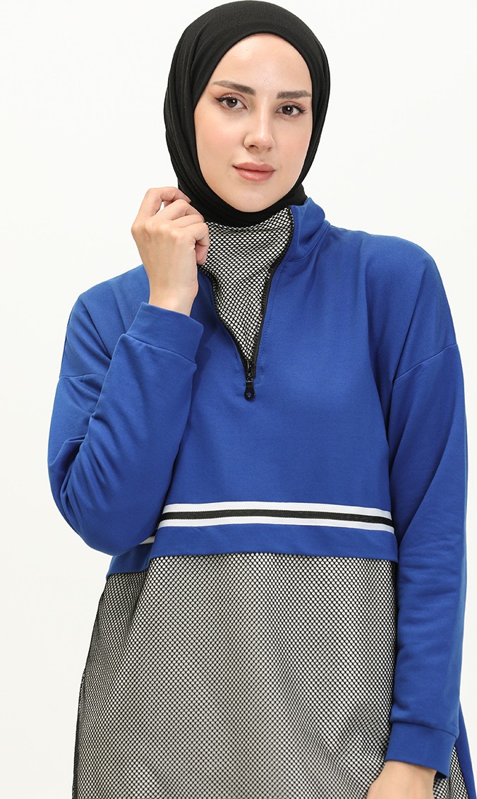 Sefa Merve Fileli Eşofman Takım 71008-04 Saks görsel 3