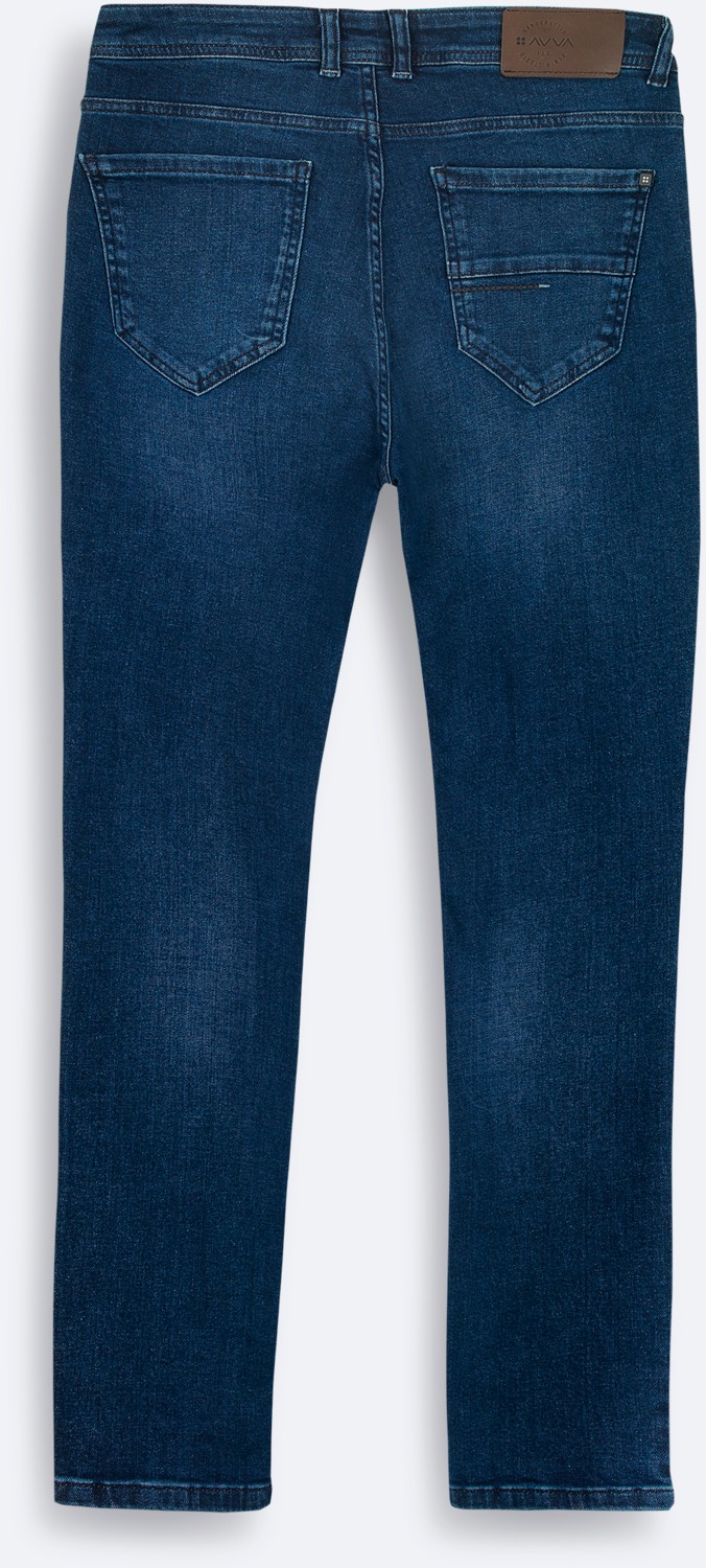 AVVA Erkek Lacivert Klasik Bel Eskitme Yıkamalı Elastan Berlin Slim Fit Jean Pantolon A42Y3519 görsel 2