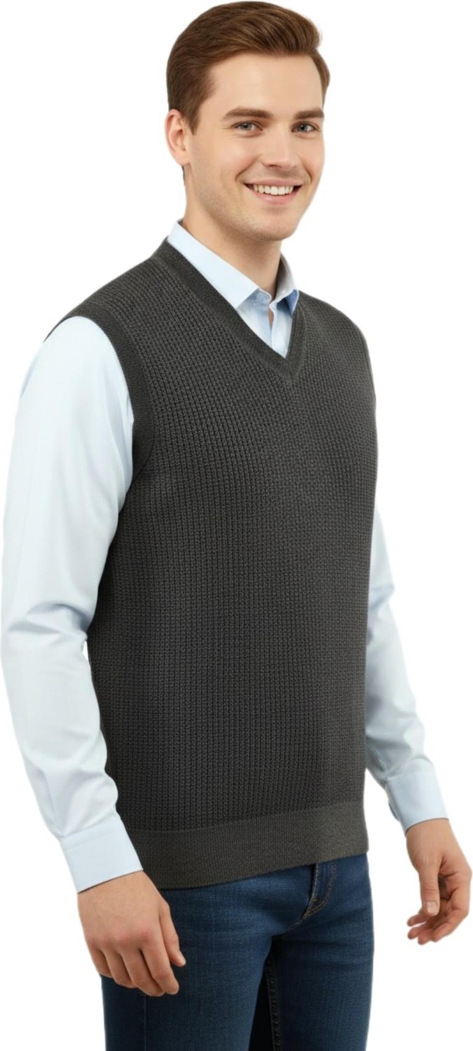 Çizgi Triko Erkek V Yaka Süveter Çelik Örgü Regular Kalıp 5208H BGL-ST04960