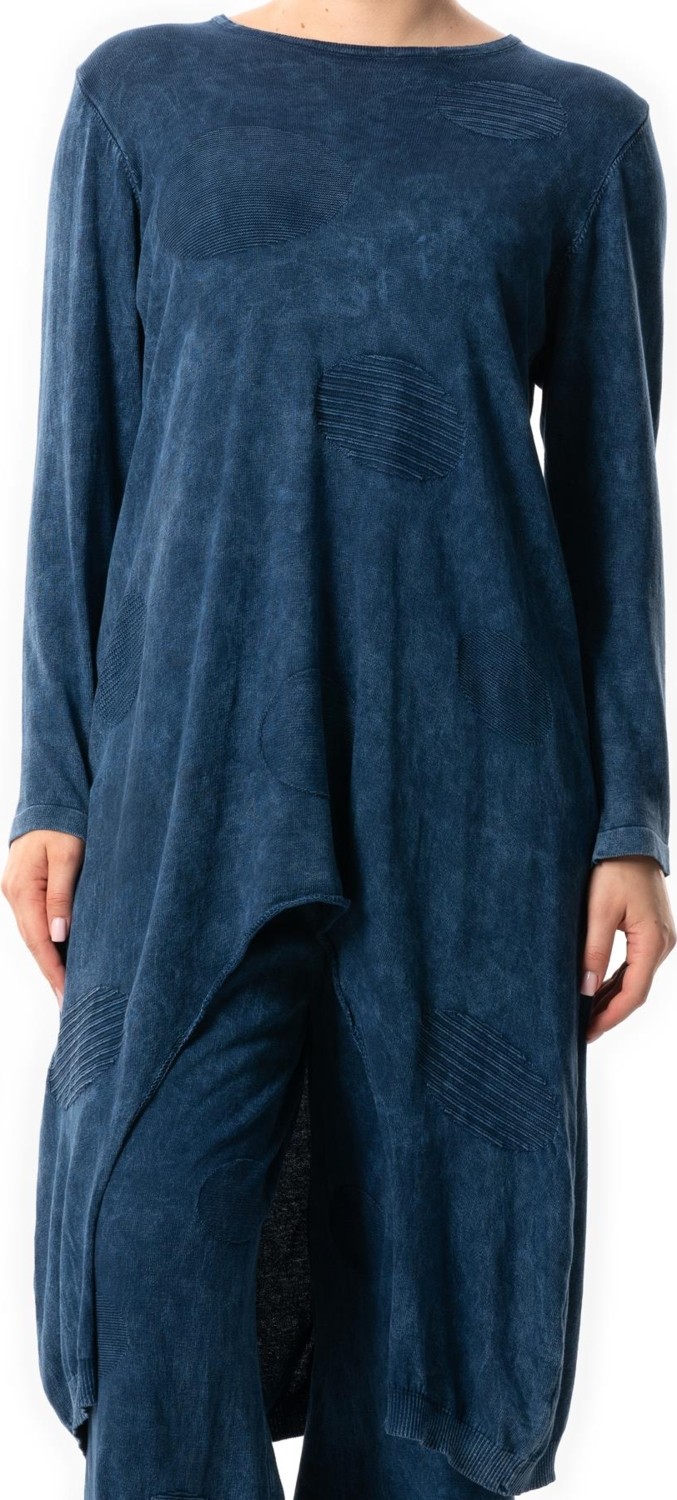 Eliş Şile Bezi Uzun Kol Çisel Sonbahar Ve Kışlık Triko Tunik Indigo Indg görsel 3