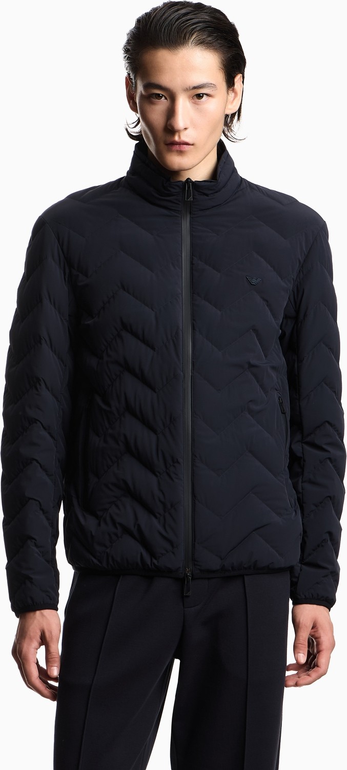 Emporio Armani Erkek Normal Kesim Dik Yaka Kapitoneli Lacivert Ceket EM004947 AF18499-UB118 görsel 7