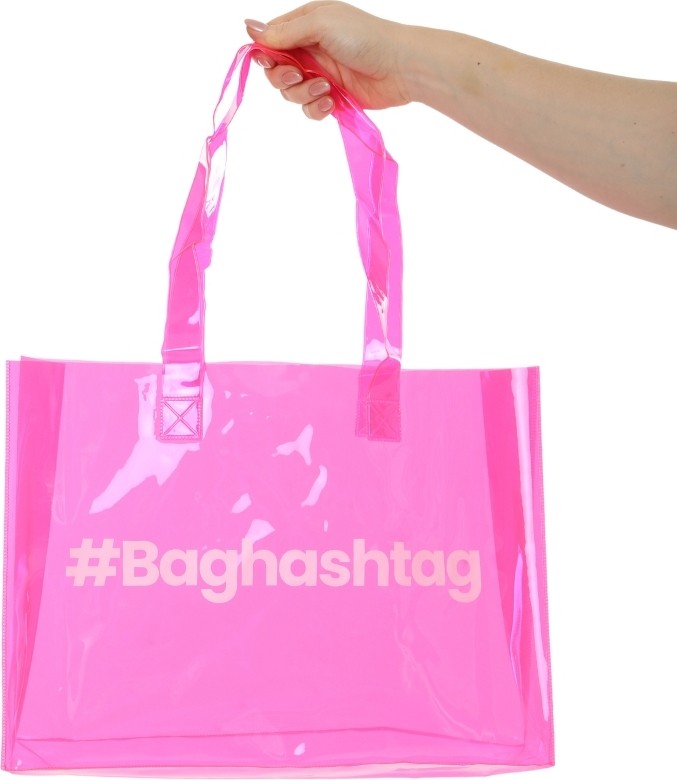 Baghashtag Pembe Şeffaf Plaj Çantası Silikon/Plastik Malzeme ile Su ve Kum Geçirmez Özellikte görsel 7
