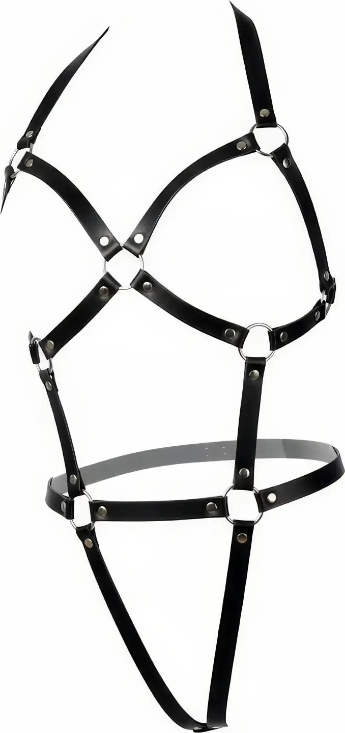 Motto10 Butik HDY MOTTO10 Butik Siyah Body Harness Suni Deri Çapraz Detaylı Vücut Aksesuarı - APFT759 görsel 4