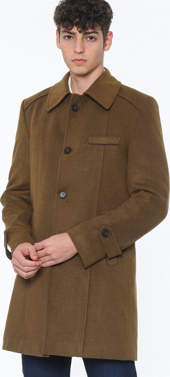 Dewberry Kadın Palto Camel Renk Yün ve Polyester Karışımı ile Konforlu Kullanım