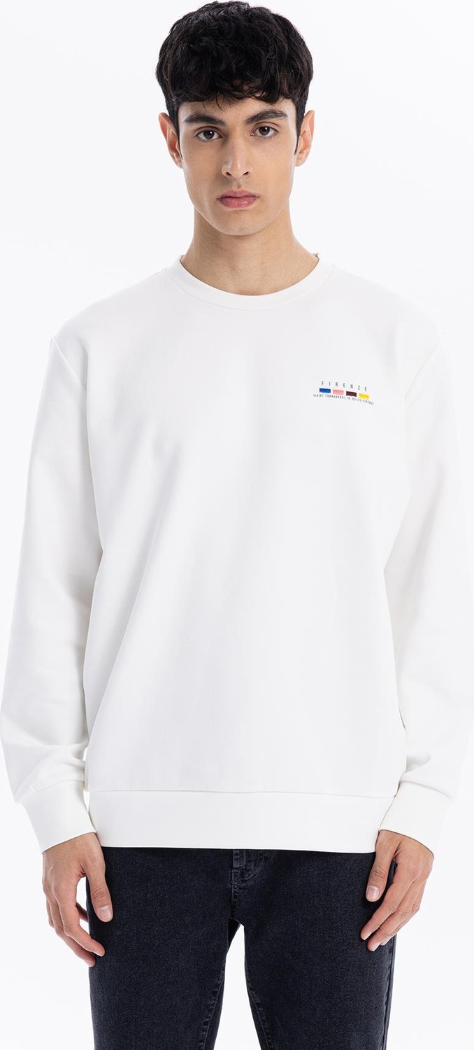 gmg firenze Bisiklet Yaka Slim Fit Baskılı Erkek Sweatshirt