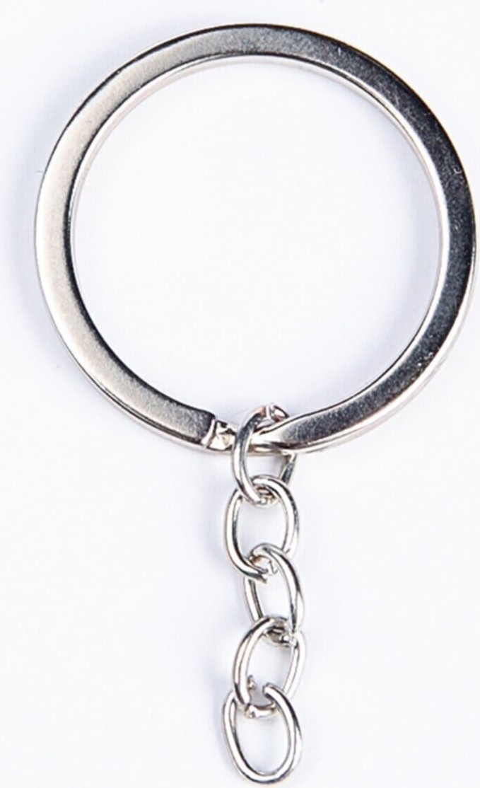 Orhan Çanta 100 Adet Gümüş Ezme Anahtarlık Halkası - 2.5 cm Nikel Metal Halka Zincirli Montaj Seti - Makrome Aparatı görsel 2