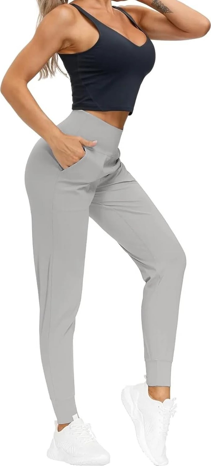 Storekadın Yüksek Bel Yoga Koşu Egzersiz Joggers Hafif Eşofman Altı görsel 3