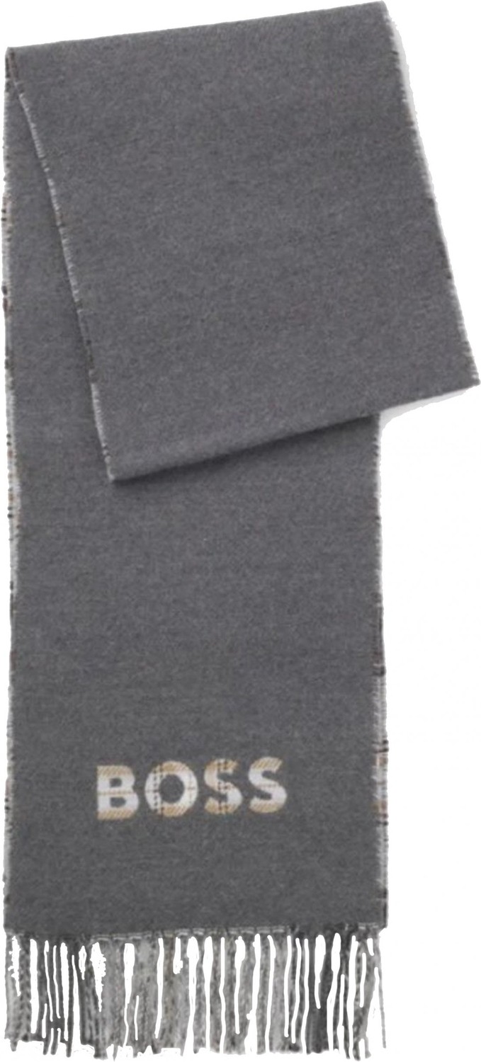 Boss Erkek Saf Yün ve Pamukla Harmanlanan Desenli Bej Şal & Eşarp & Fular 50551650-260