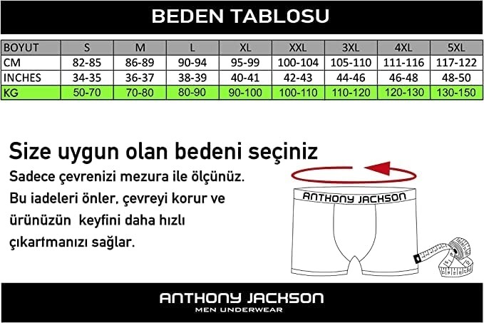 Anthony Jackson Likralı 5'li Kutu Premium Uzun Paçalı Erkek Boxer Shadowline görsel 7