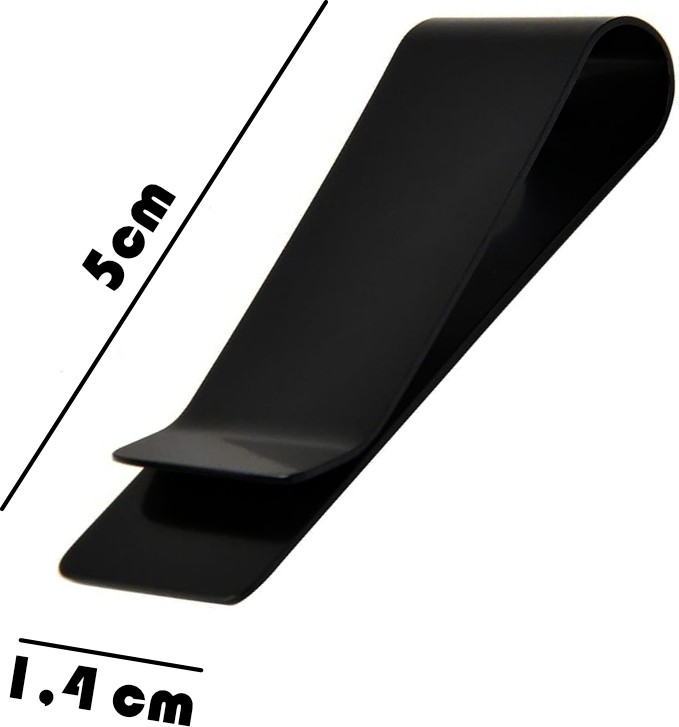 SPELT Metal Kağıt Para Tokası Kart Tutucu Klips Cüzdan Ataş Siyah 50 mm x 14 mm görsel 2
