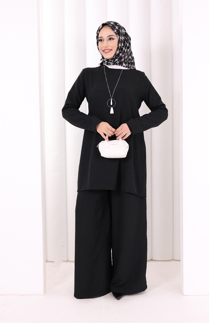 Bym Fashion Kolyeli Tunik Pantolon Takım 8027 Vizon