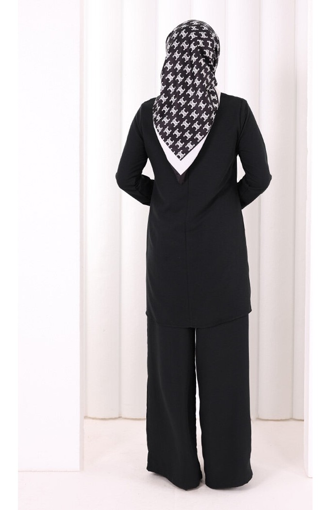 Bym Fashion Kolyeli Tunik Pantolon Takım 8027 Vizon görsel 4