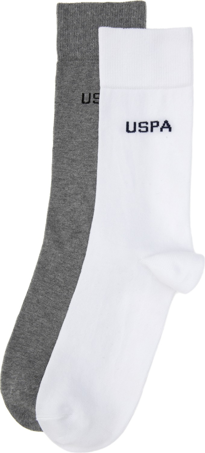 U.S. Polo Assn. Erkek Gri Melanj Beyaz 2'li Soket Çorap 50318209-VR086