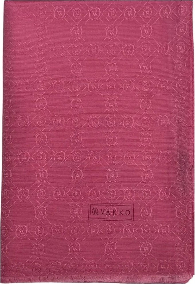 Vakko Pamuk Ipek Monogram Şal 40752-Kahve görsel 5