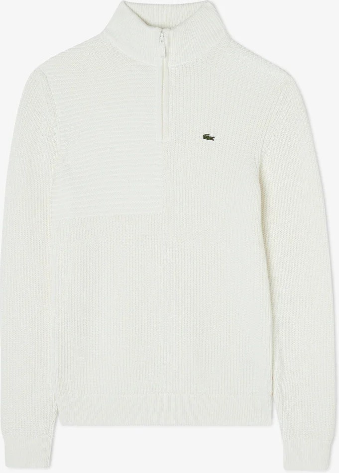 Lacoste Erkek Regular Fit Uzun Kollu Dik Yaka Desenli Ekru Triko görsel 3