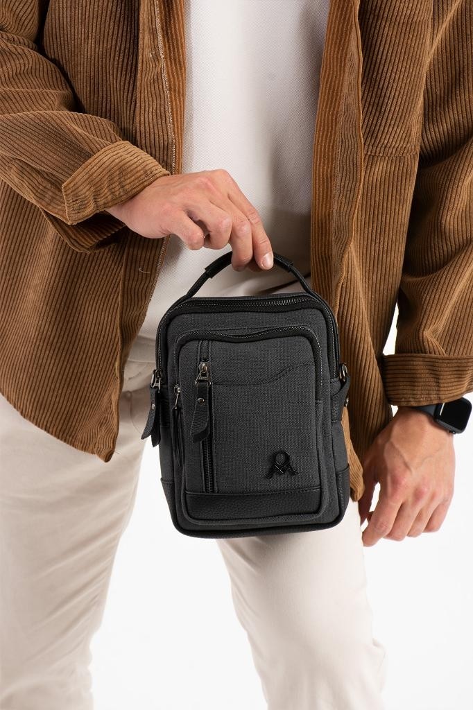 Baginn Kanvas Kumaş Erkek Postacı Çanta Omuz Çantası 20*12 cm Çapraz Askılı Omuz Çantası Mega Çanta görsel 2