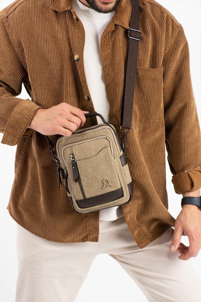 Baginn Kanvas Kumaş Erkek Postacı Çanta Omuz Çantası 20*12 cm Çapraz Askılı Omuz Çantası Mega Çanta görsel 6