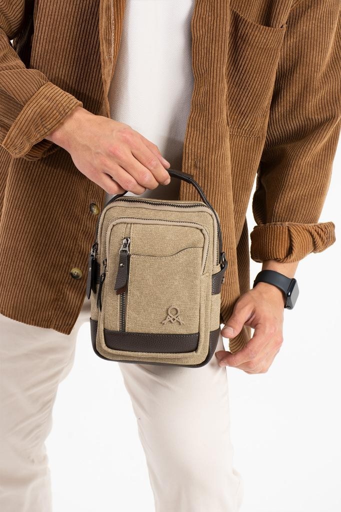 Baginn Kanvas Kumaş Erkek Postacı Çanta Omuz Çantası 20*12 cm Çapraz Askılı Omuz Çantası Mega Çanta görsel 7