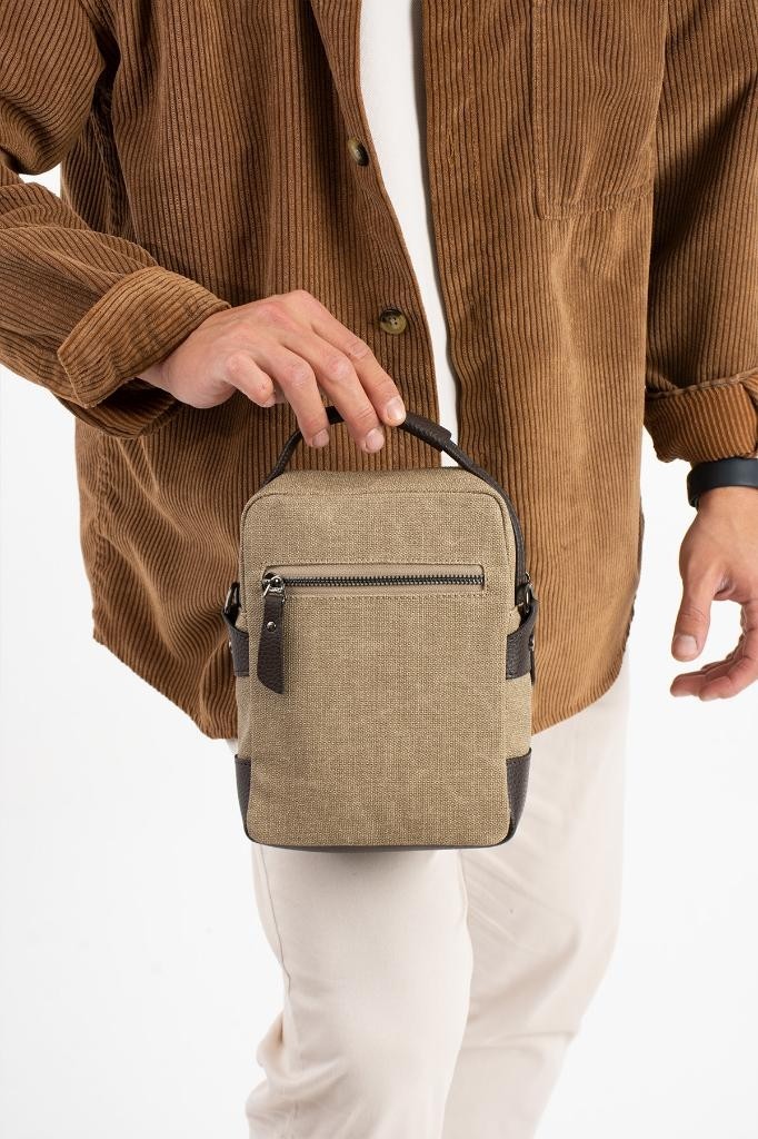 Baginn Kanvas Kumaş Erkek Postacı Çanta Omuz Çantası 20*12 cm Çapraz Askılı Omuz Çantası Mega Çanta görsel 8