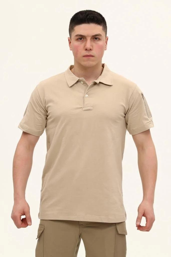 Single Sword Regular Fit Polo Yaka Kısa Kollu Yetişkin Tişört - Beden: L | Renk: Haki görsel 6