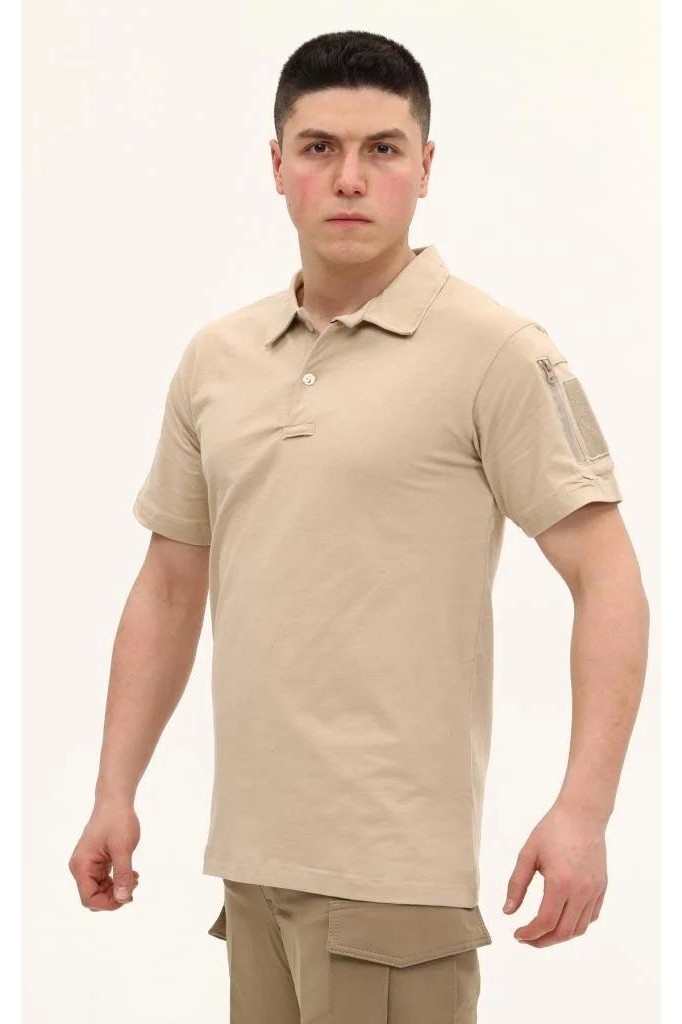 Single Sword Regular Fit Polo Yaka Kısa Kollu Yetişkin Tişört - Beden: L | Renk: Haki görsel 7