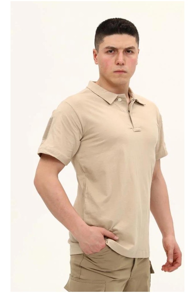 Single Sword Regular Fit Polo Yaka Kısa Kollu Yetişkin Tişört - Beden: L | Renk: Haki görsel 8